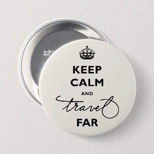 Bleib ruhig und reise weit Schwarze Handschrift Sc Button