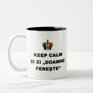 BLEIB RUHIG UND SAG „GOTT BEWAHRE" ZWEIFARBIGE TASSE