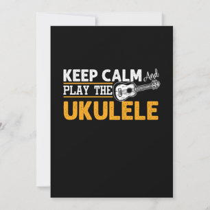 Bleib ruhig und spiel auf dem Ukulele Instrument U Einladung