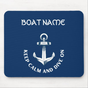 Bleib ruhig und tauche weiter, Anker Marineblau Mousepad