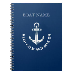 Bleib ruhig und tauche weiter, Anker Marineblau Notizblock