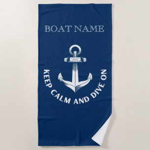Bleib ruhig und tauche weiter, Anker Marineblau Strandtuch