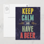 Bleib ruhig und trinke ein Bier Postkarte (Vorne/Hinten)
