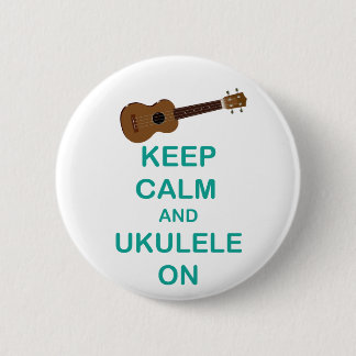 Bleib ruhig und Ukulele an einzigartiger Hawaii-Sp Button