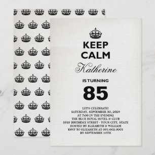 Bleib ruhig Vintage Meilenstein Geburtstagsfeier-E Einladung