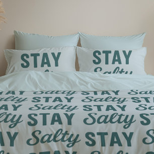 Bleib salzig Reversibles Küsten-Teal-Surf-Grafik Kissenbezug