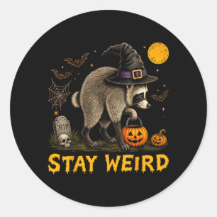 Bleib seltsam Jimothy Seattle Waschbär Halloween Runder Aufkleber