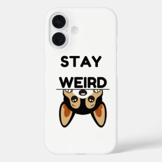 Bleib seltsam lustiger Boston Terrier Cartoon Hund iPhone 16 Hülle