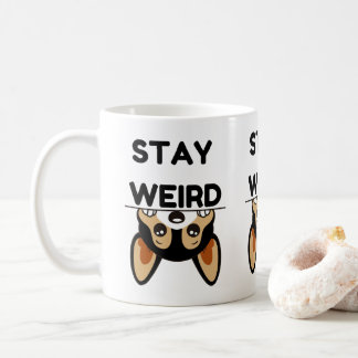 Bleib seltsam lustiger Boston Terrier Cartoon Hund Kaffeetasse