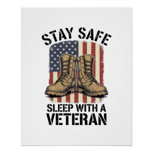 Bleib sicher schlaf mit einem Veteranen Vintage St Poster