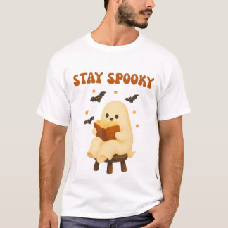 Bleib spooky süß lesender Geister-Bookworm T-Shirt