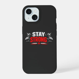 Bleib Stark Fitness Motivation Gym Workout Design iPhone 15 Hülle