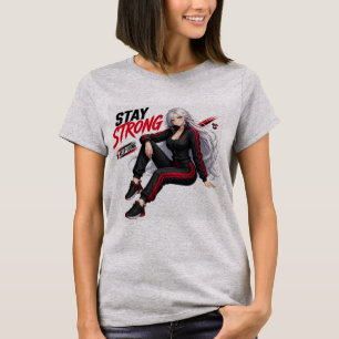 Bleib Stark Silberhaar Anime Mädchen T-Shirt