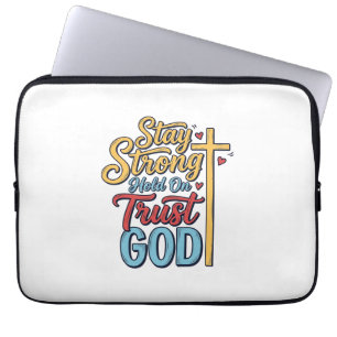 Bleib Stark Vertraue Gott Christliches Kreuz-Shirt Laptopschutzhülle