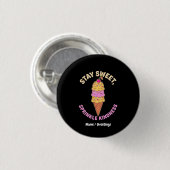 Bleib Süß Streusel Freundlichkeit Retro Eis Herz Button (Vorne & Hinten)