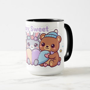 Bleib süße Kawaii-Tierfreunde Pastell-Kaffeetasse Tasse