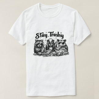 Bleib Trashy Lustiger Waschbär Opossum Pizza Kunst T-Shirt