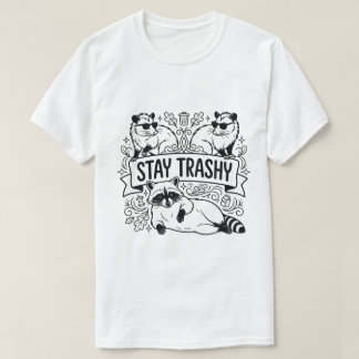 Bleib Trashy Vintage Waschbär Opossum Banner Kunst T-Shirt
