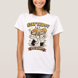 Bleib Trippy Bleib Glücklich Groovy Pilz Friedensz T-Shirt