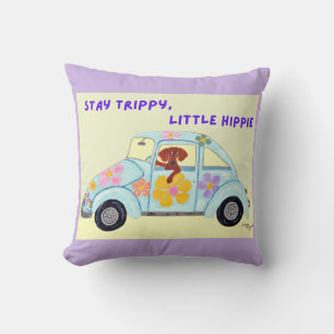 Bleib trippy, kleiner Hippie-Dachshund im Auto Kissen