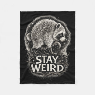 Bleib verrückt lustiger Waschbär-Wald-Humor-Tier Fleecedecke