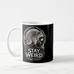 Bleib verrückter lustiger Waschbär-Wald-Humor-Tier Kaffeetasse