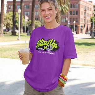 Bleib wach Neon Graffiti Motivations-Typografie T-Shirt
