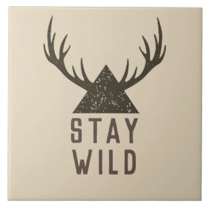 Bleib Wild Antlers Typografie Fliese