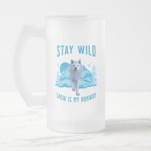 Bleib wild, Arktischer Wolf Mattglas Bierglas