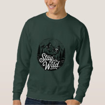 Bleib wild Berge Wald Vintage-Wanderemblem