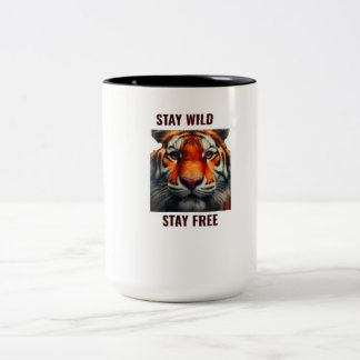 Bleib wild, bleib frei Tigertasse Wildlife-Kaffeet Zweifarbige Tasse