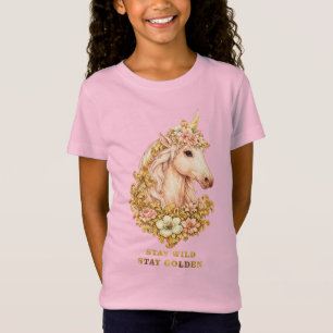 Bleib wild, bleib goldenes Einhorn T-Shirt