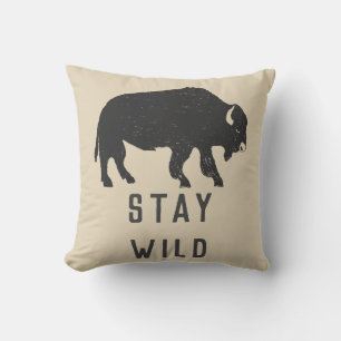 Bleib Wild Büffel-Typografie Kissen