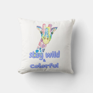 Bleib wild & bunt – Süße bunte Giraffe Wasserfarbe Kissen