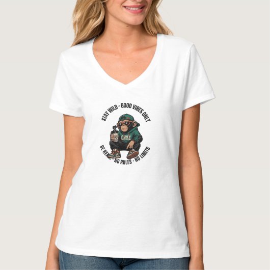 Bleib Wild Cool Chill Monkey T-Shirt (Vorderseite)