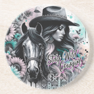 Bleib wild Cowgirl Western  Getränkeuntersetzer