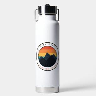 Bleib Wild Erkunde Die Natur Retro-Bergsonne Trinkflasche