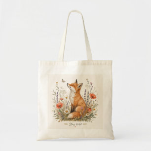Bleib Wild Fuchs-Tasche Wildblumen Wald Fuchs Tragetasche