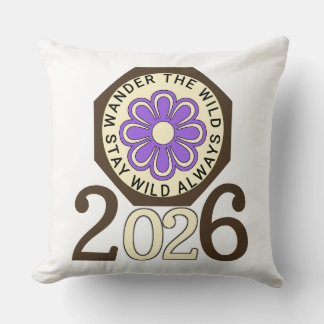 Bleib Wild Immer 2026 Retro-Blumen-Design-Wurf-Kis Kissen