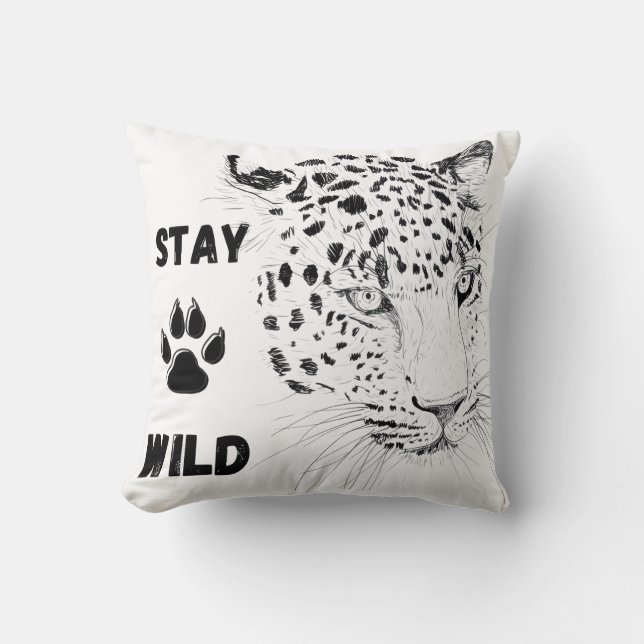 Bleib Wild Leopard Grafik Kissen (Vorderseite)