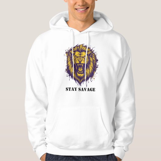 Bleib wild Löwe Grafik Wilder Alpha Löwe Hoodie (Vorderseite)