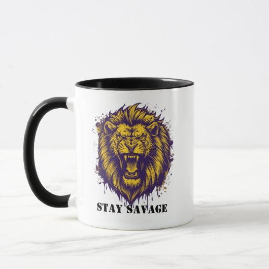 Bleib Wild Löwe Grafik Wilder Alpha Löwe Tasse (Links)