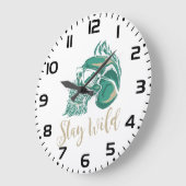 Bleib wild moderner bärtiger Totenkopf Große Wanduhr (Winkel)