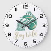 Bleib wild moderner bärtiger Totenkopf Große Wanduhr (Vorderseite)