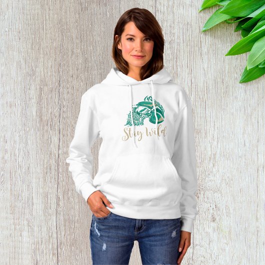 Bleib wild moderner bärtiger Totenkopf Hoodie