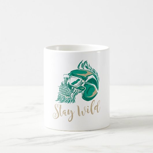 Bleib Wild Moderner Bärtiger Totenkopf Kaffeetasse