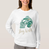 Bleib wild moderner bärtiger Totenkopf T-Shirt (Vorderseite)