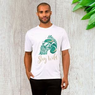 Bleib Wild Moderner Bärtiger Totenkopf T-Shirt