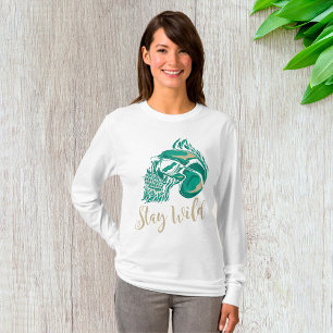 Bleib wild moderner bärtiger Totenkopf T-Shirt