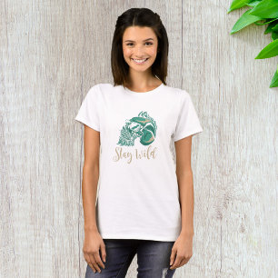 Bleib wild moderner bärtiger Totenkopf T-Shirt